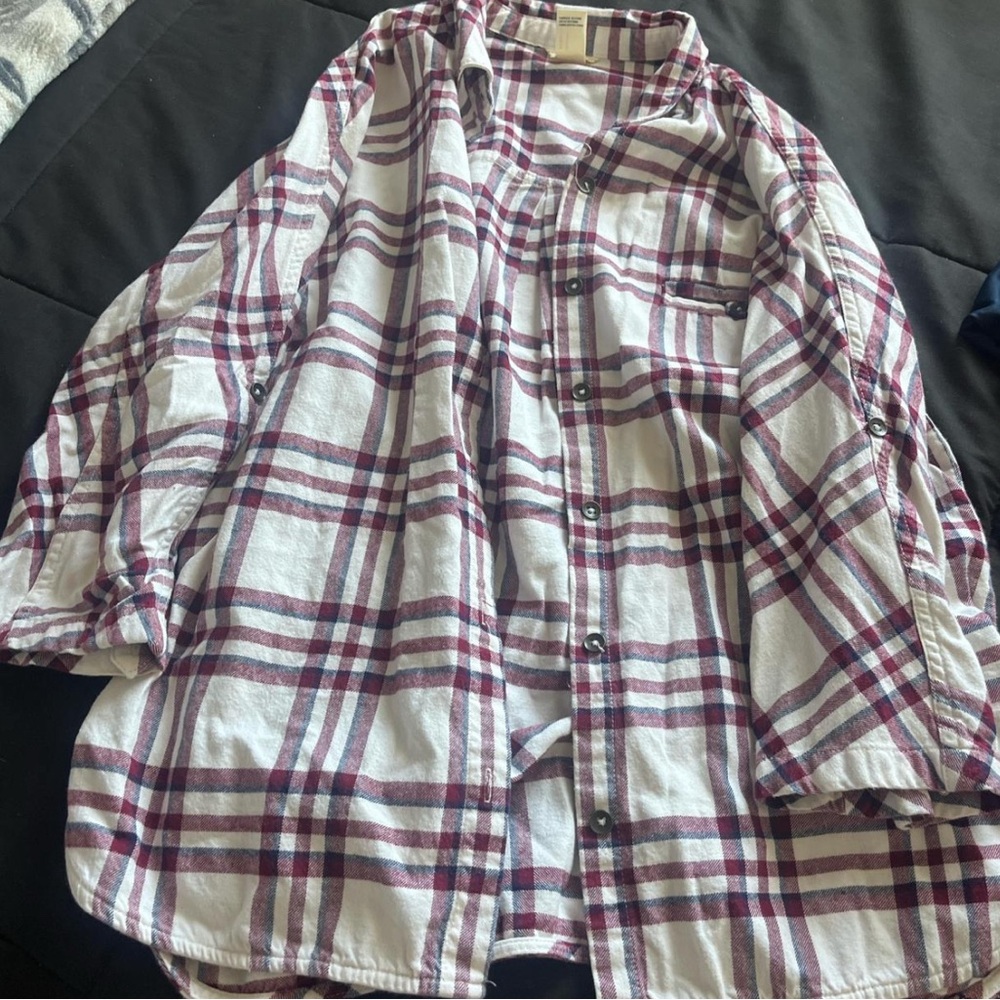 Plaid Shirt - Burgundy and White